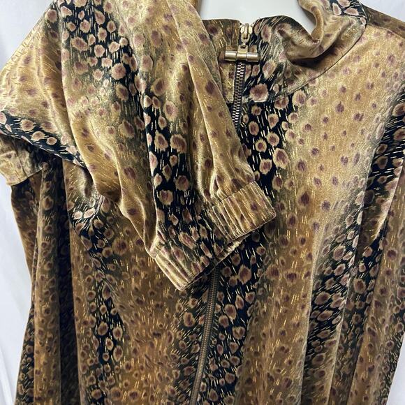 Silver Threads Jacket 1X Zip Up Animal Print Metallic Threads Metal Zipper - Picture 4 of 8